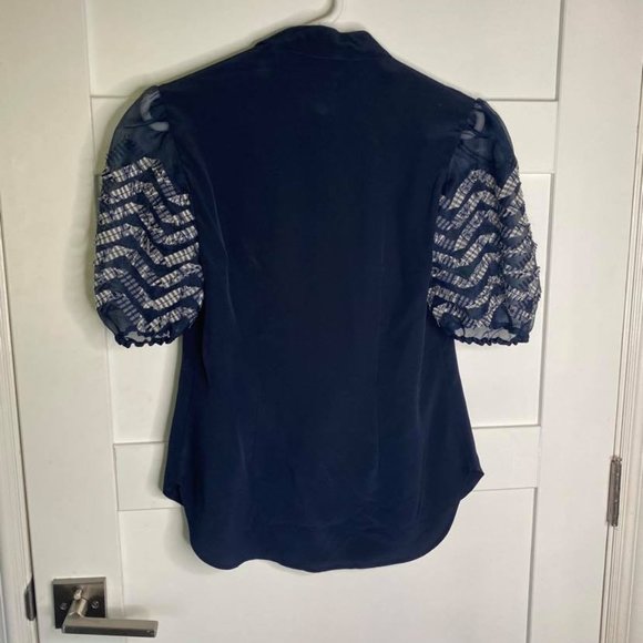 Designer Silk Sleeve Detail Blouse (6) - Picture 2 of 5